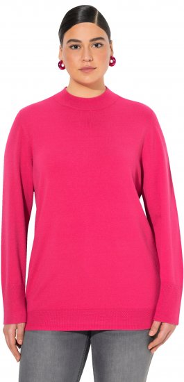 Ulla Popken Long Sleeves Mock Turtleneck Sweater Red Pink - Mikiny & mikiny s kapucí - 