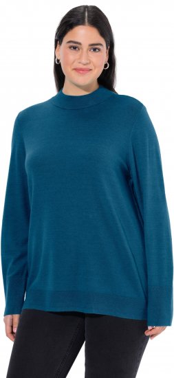 Ulla Popken Long Sleeves Mock Turtleneck Sweater Emerald Green - Mikiny & mikiny s kapucí - 