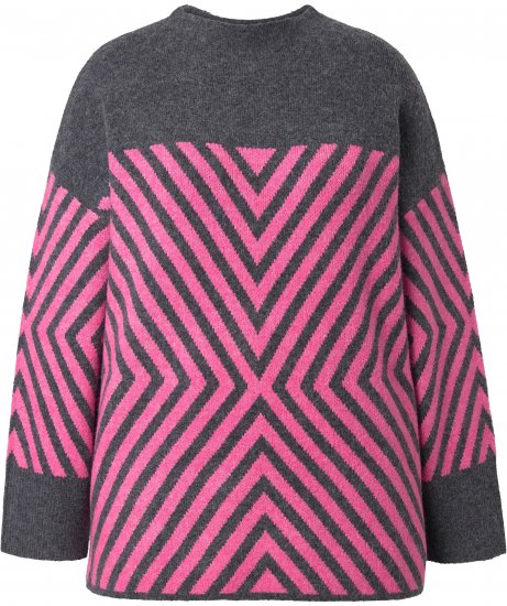 Ulla Popken Graphic Stripe Long Sleeve Turtleneck Sweater Flamingo - Mikiny & mikiny s kapucí - 