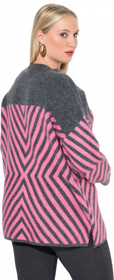 Ulla Popken Graphic Stripe Long Sleeve Turtleneck Sweater Flamingo - Mikiny & mikiny s kapucí - 