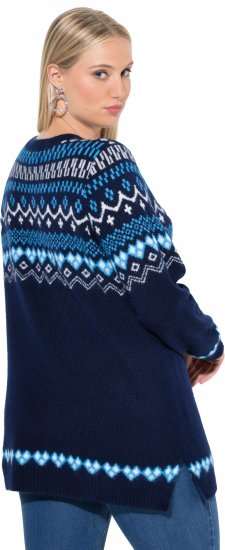 Ulla Popken Norwegian Style Pastel Tone Long Sleeve Sweater Ink Blue - Mikiny & mikiny s kapucí - 