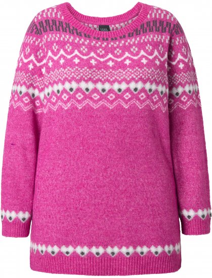 Ulla Popken Norwegian Style Pastel Tone Long Sleeve Sweater Summer Berry - Mikiny & mikiny s kapucí - 