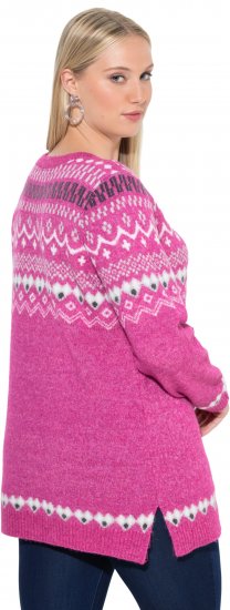 Ulla Popken Norwegian Style Pastel Tone Long Sleeve Sweater Summer Berry - Mikiny & mikiny s kapucí - 