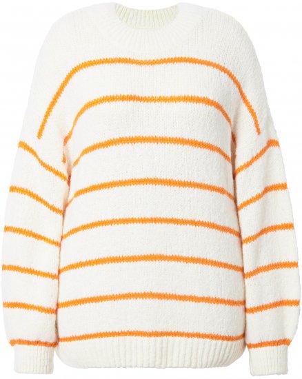 Ulla Popken Oversized Striped Balloon Sleeve Sweater Off-White - Mikiny & mikiny s kapucí - 
