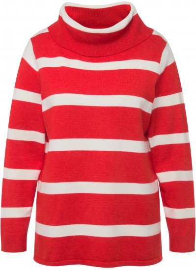 Ulla Popken Stripe Fine Knit Turtleneck Sweater Light Red - Mikiny & mikiny s kapucí - 