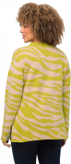 Ulla Popken Zebra Print Mock Turtleneck Long Sleeve Sweater Yellow Green - Mikiny & mikiny s kapucí - 