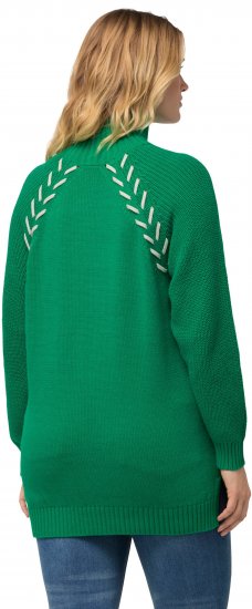 Ulla Popken Contrast Braid Turtleneck Sweater Emerald Green - Mikiny & mikiny s kapucí - 