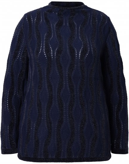 Ulla Popken Openwork Chenille Sweater Navy - Mikiny & mikiny s kapucí - 