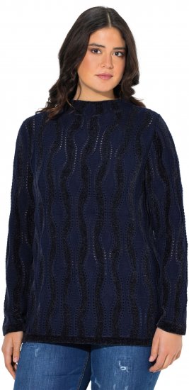 Ulla Popken Openwork Chenille Sweater Navy - Mikiny & mikiny s kapucí - 