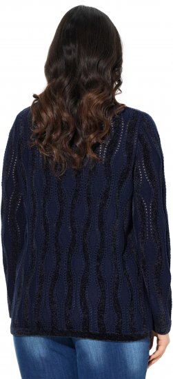 Ulla Popken Openwork Chenille Sweater Navy - Mikiny & mikiny s kapucí - 