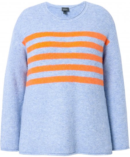 Ulla Popken Striped Long Sleeve Sweater Sky Blue - Mikiny & mikiny s kapucí - 