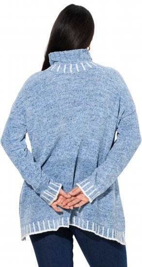 Ulla Popken Blanket Stitch Oversized Turtleneck Sweater Dove Blue - Mikiny & mikiny s kapucí - 