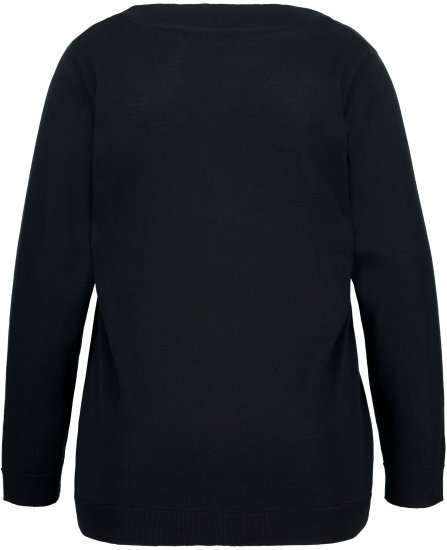 Ulla Popken Soft Fine Knit Pullover V-Neck Sweatshirt Marine - Mikiny & mikiny s kapucí - 