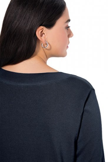 Ulla Popken Soft Fine Knit Pullover V-Neck Sweatshirt Marine - Mikiny & mikiny s kapucí - Pohodlné mikiny, hoodie a pleteniny