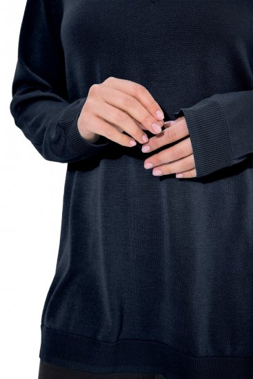 Ulla Popken Soft Fine Knit Pullover V-Neck Sweatshirt Marine - Mikiny & mikiny s kapucí - Pohodlné mikiny, hoodie a pleteniny