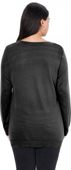 Ulla Popken Casual V-Neck Long Sleeve Sweater Black - Mikiny & mikiny s kapucí - 
