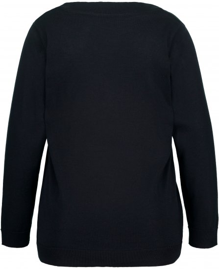Ulla Popken Casual V-Neck Long Sleeve Sweater Navy Blue - Mikiny & mikiny s kapucí - 
