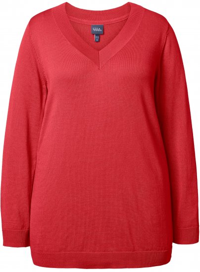 Ulla Popken Casual V-Neck Long Sleeve Sweater Salsa - Mikiny & mikiny s kapucí - 