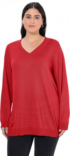 Ulla Popken Casual V-Neck Long Sleeve Sweater Salsa - Mikiny & mikiny s kapucí - 