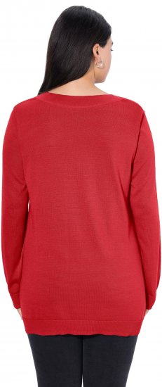 Ulla Popken Casual V-Neck Long Sleeve Sweater Salsa - Mikiny & mikiny s kapucí - 