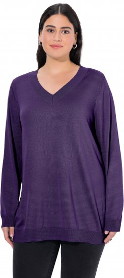 Ulla Popken Casual V-Neck Long Sleeve Sweater Deep Violet - Mikiny & mikiny s kapucí - 