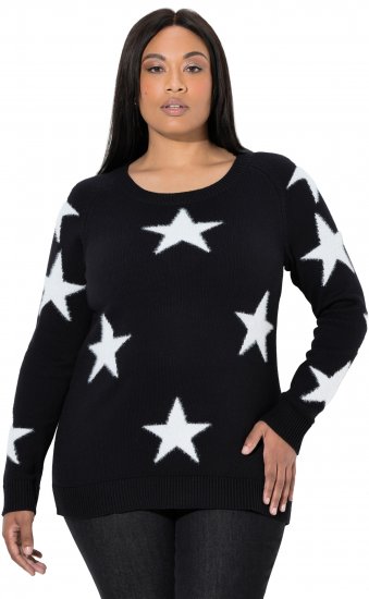 Ulla Popken Glitter Stars Soft Knit Sweater Black - Mikiny & mikiny s kapucí - 