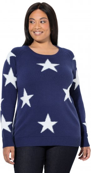 Ulla Popken Glitter Stars Soft Knit Sweater Blue - Mikiny & mikiny s kapucí - 