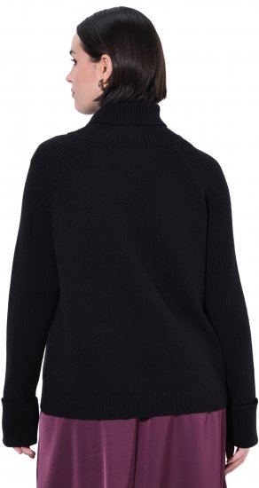 Ulla Popken Turtleneck Sweater with Ribbed Inserts Black - Mikiny & mikiny s kapucí - 