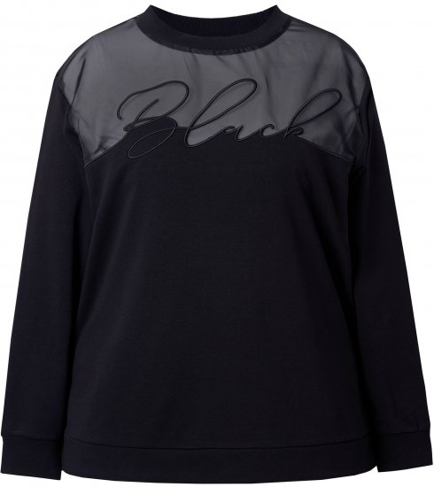 Ulla Popken Tulle Panel Sweatshirt Black - Mikiny & mikiny s kapucí - 