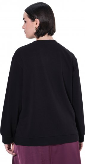 Ulla Popken Tulle Panel Sweatshirt Black - Mikiny & mikiny s kapucí - 