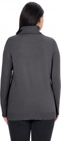 Ulla Popken Turtleneck Ribbed Trim Long Sleeve Sweater Charcoal Grey Melange - Mikiny & mikiny s kapucí - 