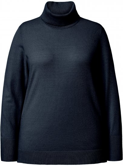 Ulla Popken Turtleneck Ribbed Trim Long Sleeve Sweater Navy - Mikiny & mikiny s kapucí - 