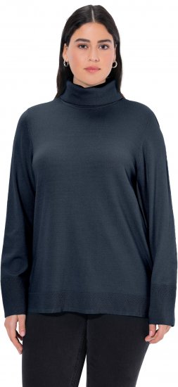 Ulla Popken Turtleneck Ribbed Trim Long Sleeve Sweater Navy - Mikiny & mikiny s kapucí - 
