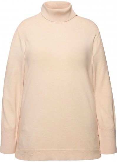 Ulla Popken Turtleneck Ribbed Trim Long Sleeve Sweater Nature Melange - Mikiny & mikiny s kapucí - 
