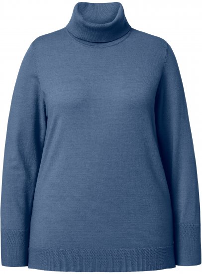 Ulla Popken Turtleneck Ribbed Trim Long Sleeve Sweater Atlantic Blue - Mikiny & mikiny s kapucí - 