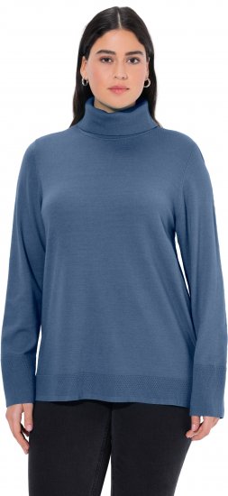 Ulla Popken Turtleneck Ribbed Trim Long Sleeve Sweater Atlantic Blue - Mikiny & mikiny s kapucí - 