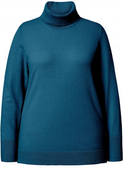 Ulla Popken Turtleneck Ribbed Trim Long Sleeve Sweater Cerulean - Mikiny & mikiny s kapucí - 