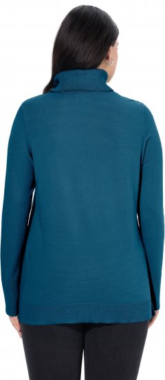 Ulla Popken Turtleneck Ribbed Trim Long Sleeve Sweater Cerulean - Mikiny & mikiny s kapucí - 