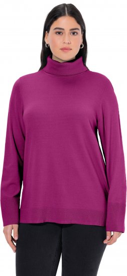 Ulla Popken Turtleneck Ribbed Trim Long Sleeve Sweater Berry - Mikiny & mikiny s kapucí - 