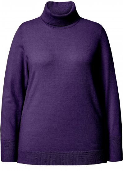 Ulla Popken Turtleneck Ribbed Trim Long Sleeve Sweater Deep Violet - Mikiny & mikiny s kapucí - 