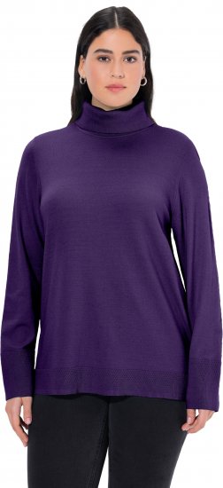 Ulla Popken Turtleneck Ribbed Trim Long Sleeve Sweater Deep Violet - Mikiny & mikiny s kapucí - 