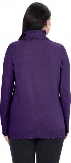 Ulla Popken Turtleneck Ribbed Trim Long Sleeve Sweater Deep Violet - Mikiny & mikiny s kapucí - 