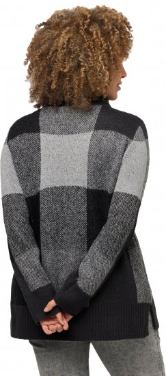 Ulla Popken Grand Check Long Sleeve Sweater Charcoal Grey Melange - Mikiny & mikiny s kapucí - 
