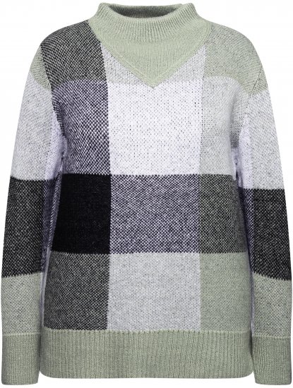 Ulla Popken Grand Check Long Sleeve Sweater Sage Green - Mikiny & mikiny s kapucí - 
