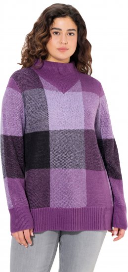 Ulla Popken Grand Check Long Sleeve Sweater Violet - Mikiny & mikiny s kapucí - 