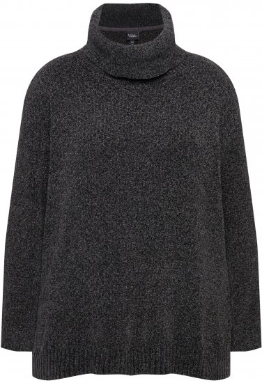 Ulla Popken Soft Textured Chenille Oversized Fit Sweater Graphite Grey - Mikiny & mikiny s kapucí - 