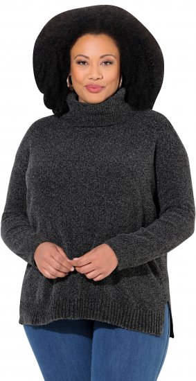 Ulla Popken Soft Textured Chenille Oversized Fit Sweater Graphite Grey - Mikiny & mikiny s kapucí - 
