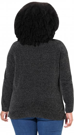 Ulla Popken Soft Textured Chenille Oversized Fit Sweater Graphite Grey - Mikiny & mikiny s kapucí - 