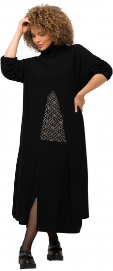 Ulla Popken Long Turtleneck Duster Sweater Black - Mikiny & mikiny s kapucí - 