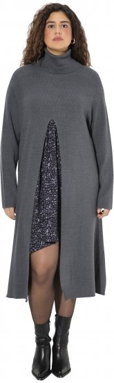 Ulla Popken Long Turtleneck Duster Sweater Graphite Grey - Mikiny & mikiny s kapucí - 